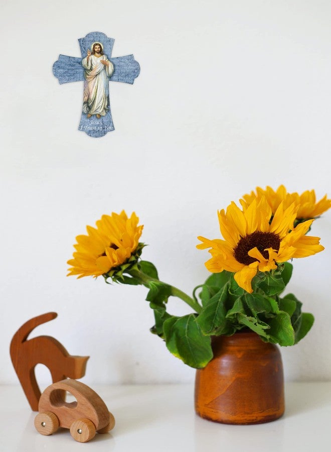 Trendzeen Divine Mercy Picture - Divine Mercy Door Blessing, Divine Mercy Prayer Card, The Lord's Prayer Card | Divine Mercy Image Wood Cross Plaque Set | Divine Mercy Wall Hanging For Home Decor, Art | 3 Items - Image 5
